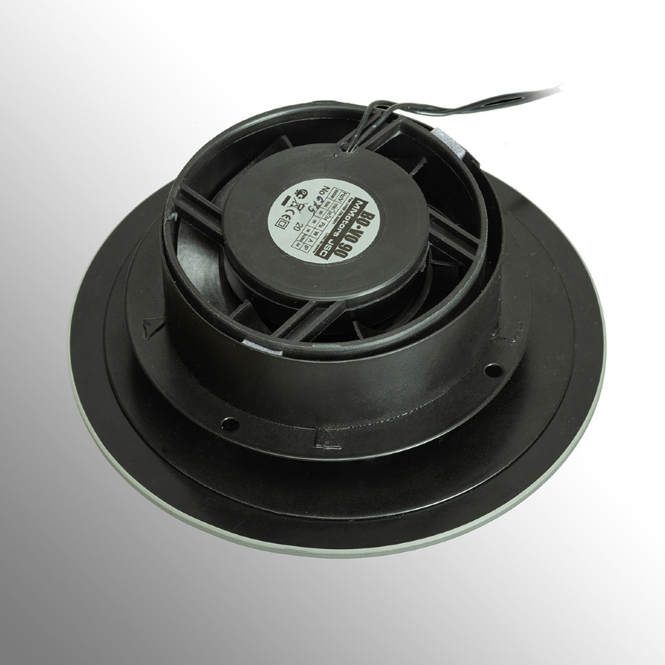 Тонкий бесшумный вытяжной вентилятор для ванной Mmotors ММР 120 матовое стекло круг чёрный