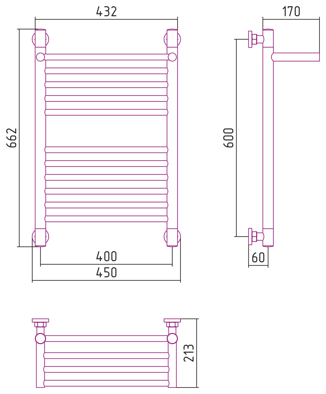 Полотенцесушитель водяной Сунержа Богема с полкой+ 600x400